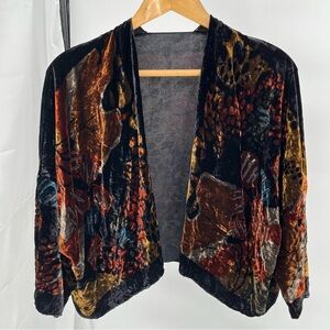 Cocoon House Womens Silk Blend Open Draped Kimono Velvet One Size Art To Wear